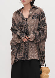Stylish Chococlate Oversized Print Cotton UPF 50+ Shirts Summer