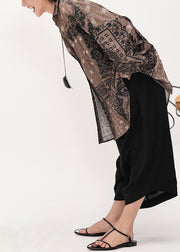 Stylish Chococlate Oversized Print Cotton UPF 50+ Shirts Summer