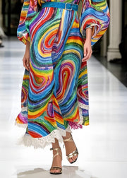 Stylish Cinched Print Chiffon Maxi Dresses Spring