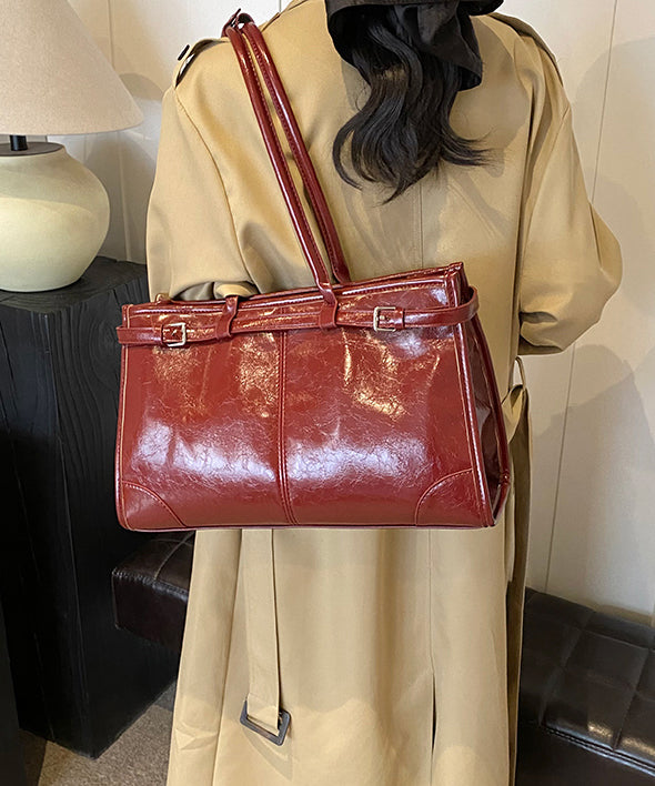Stylish Coffee Faux Leather Large Capacity Hobo Bag