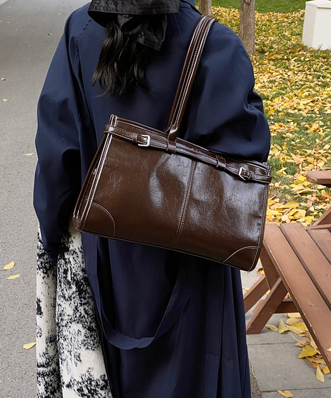 Stylish Coffee Faux Leather Large Capacity Hobo Bag