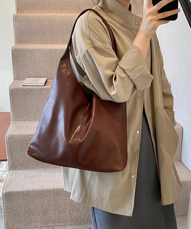 Stylish Coffee Large Capacity Faux Leather Shoulder Bag