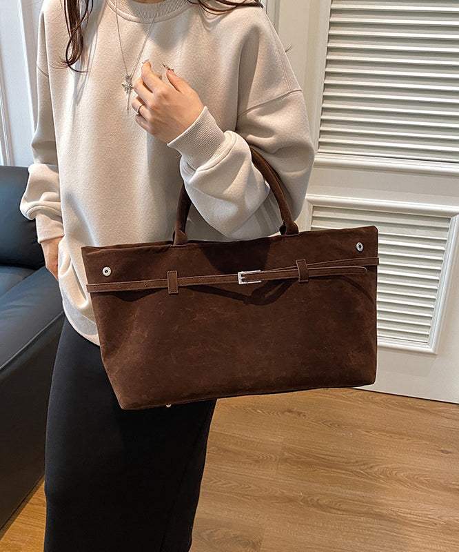 Stylish Coffee Large Capacity Suede Tote Bag