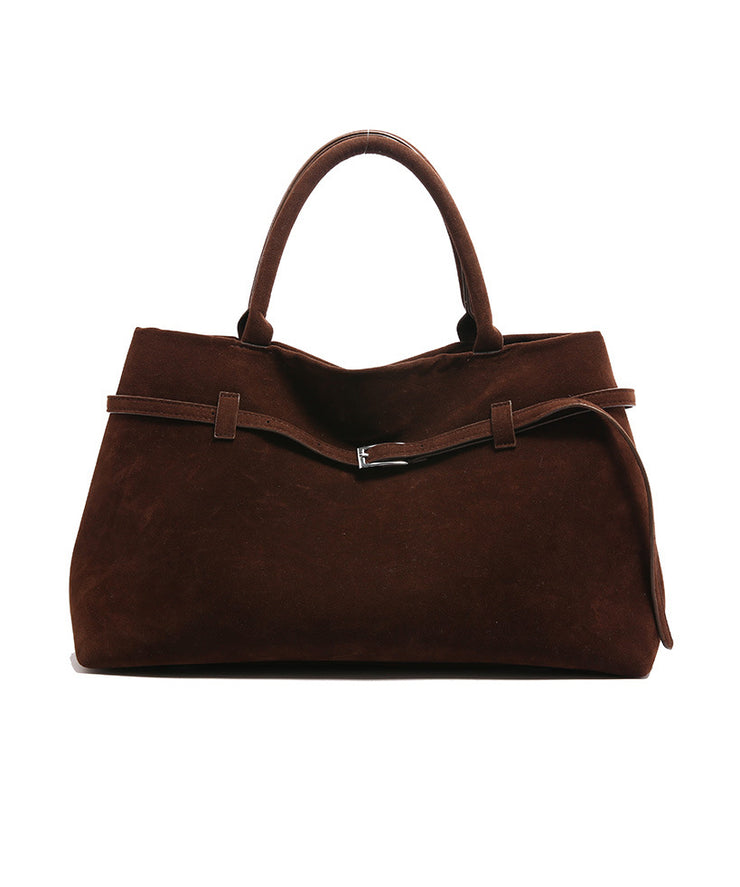 Stylish Coffee Large Capacity Suede Tote Bag