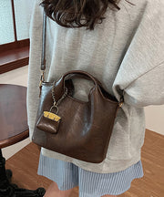 Stylish Coffee Versatile Faux Leather Bucket Bag