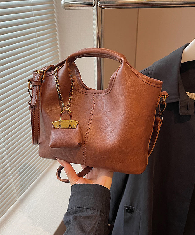 Stylish Coffee Versatile Faux Leather Bucket Bag