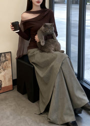 Stylish Cold Shoulder Asymmetrical Design Two Pieces Set Spring