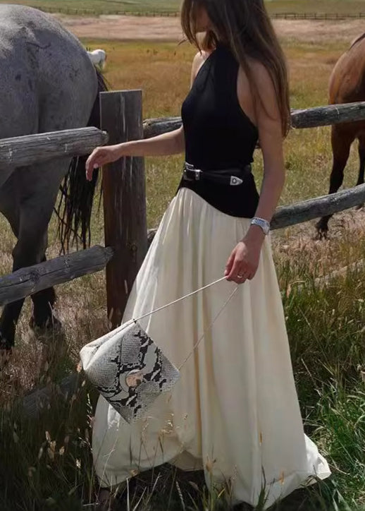 Stylish Colorblock Backless Cotton Long Dress Sleeveless