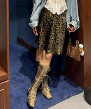 Stylish Cowhide Leather Lace Up Splicing Olive Boots