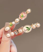 Stylish Gold Alloy Pearl Drip Glaze Tulip Hairpin