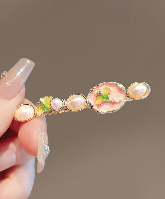 Stylish Gold Alloy Pearl Drip Glaze Tulip Hairpin