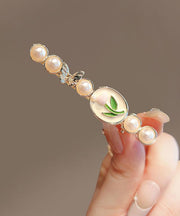 Stylish Gold Alloy Pearl Drip Glaze Tulip Hairpin
