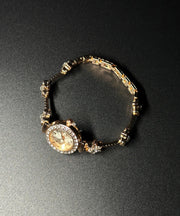 Stylish Gold Alloy Zircon Floral Organic Glass Watches