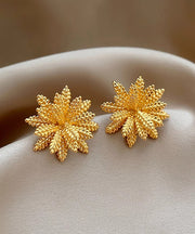 Stylish Gold Copper Alloy Ear Of Wheat Stud Earrings