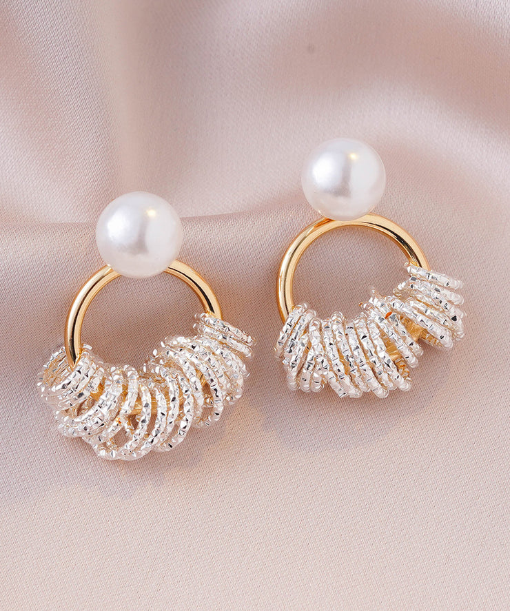 Stylish Gold Copper Alloy Zircon Chain Stud Earrings