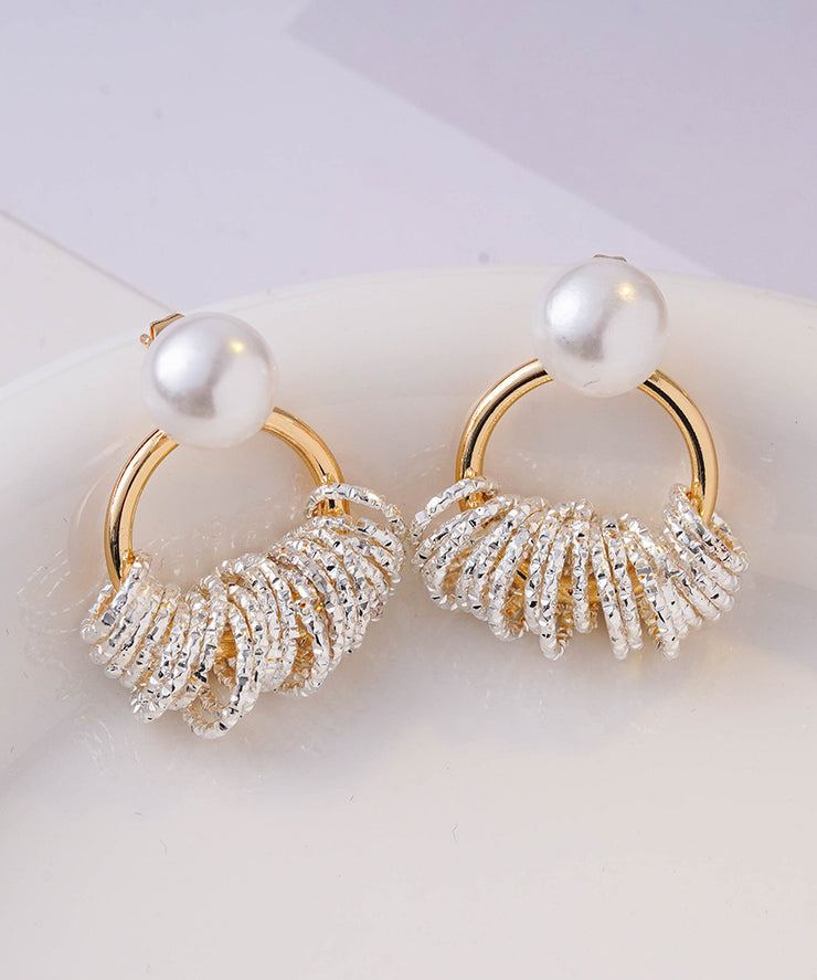 Stylish Gold Copper Alloy Zircon Chain Stud Earrings