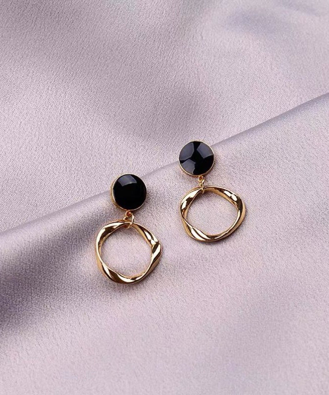 Stylish Gold Copper Overgild Drop Earrings