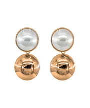Stylish Gold Copper Overgild Pearl Stud Earrings