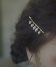 Stylish Gold Copper Overgild Water Drop Pearl Tassel Hairpin