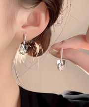 Stylish Gold Copper Overgild Zircon Small Shovel Stud Earrings