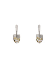 Stylish Gold Copper Overgild Zircon Small Shovel Stud Earrings