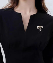 Stylish Gold Copper Zircon Pearl Bow Brooches