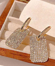 Stylish Gold Copper Zircon Square Hoop Earrings