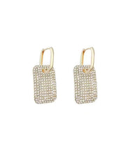Stylish Gold Copper Zircon Square Hoop Earrings