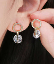 Stylish Gold Metal Alloy Zircon Stud Earrings