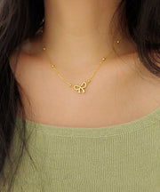 Stylish Gold Stainless Steel Bow Pendant Necklace