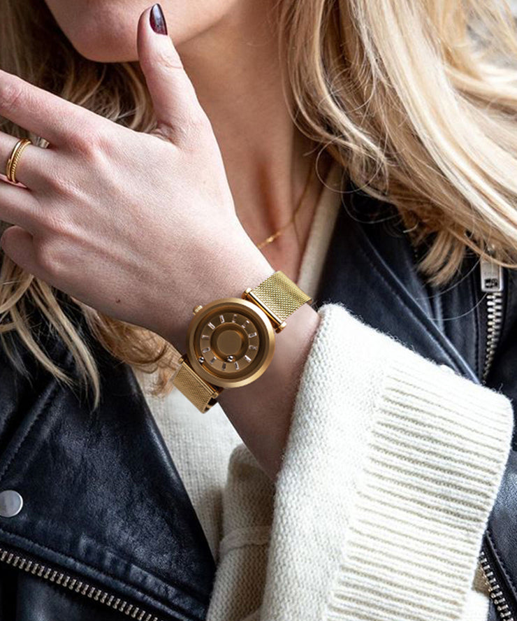 Stylish Gold Stainless Steel Zircon Quartz Movement Watch