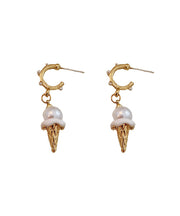 Stylish Gold Stergild Silver Alloy Pearl Crispy Ice Cream Drop Earrings
