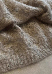 Stylish Gradient Grey Hollow Out Knit Shirts Winter