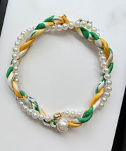 Stylish Green Alloy Silk Pearl Beading Bracelet