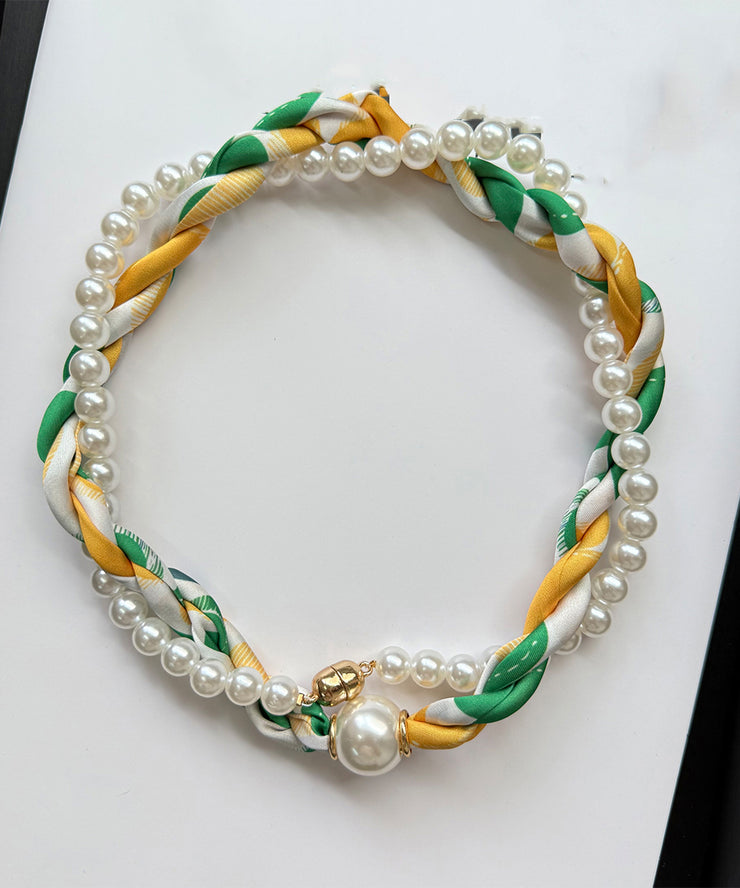 Stylish Green Alloy Silk Pearl Beading Bracelet