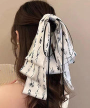 Stylish Green Cloth Print Bow Tassel Hairpin