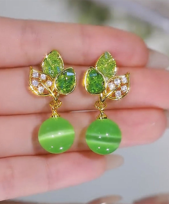 Stylish Green Copper Alloy Zircon Cat&