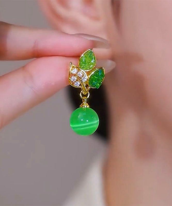 Stylish Green Copper Alloy Zircon Cat&