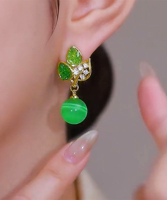 Stylish Green Copper Alloy Zircon Cat&