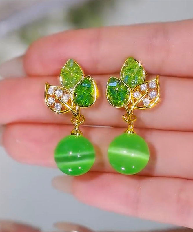 Stylish Green Copper Alloy Zircon Cat&