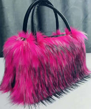 Stylish Green Fuzzy Fur Fluffy Large Capacity Tote Handbag