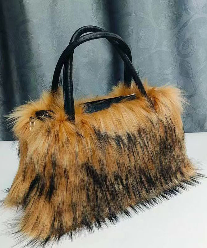 Stylish Green Fuzzy Fur Fluffy Large Capacity Tote Handbag