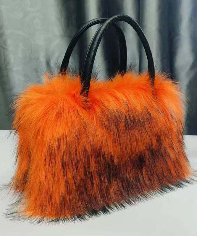 Stylish Green Fuzzy Fur Fluffy Large Capacity Tote Handbag