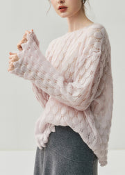 Stylish Grey Cozy Solid Wool Knit Sweaters Flare Sleeve