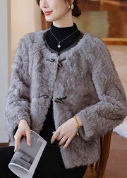 Stylish Grey Oversized Warm Faux Fur Jackets Winter