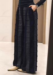 Stylish Grey Tasseled Striped Cotton Pants Fall