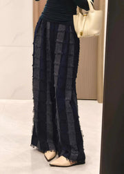 Stylish Grey Tasseled Striped Cotton Pants Fall