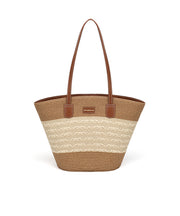 Stylish Khaki Large Capacity Durable Straw Woven Shoulder Bag