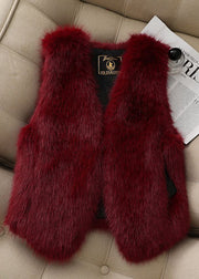 Stylish Khaki Oversized Warm Faux Fur Vests Winter