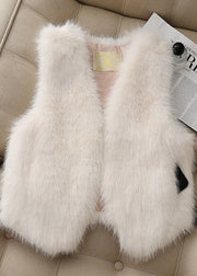 Stylish Khaki Oversized Warm Faux Fur Vests Winter